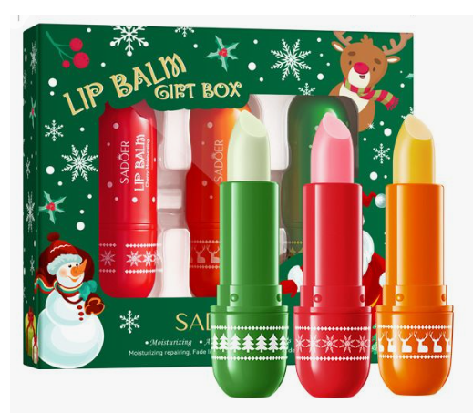 Бальзам для губ косметический набор подарочный (Sadoer Nourishing Lip Balm Gift box) 3,8 г х 3 шт