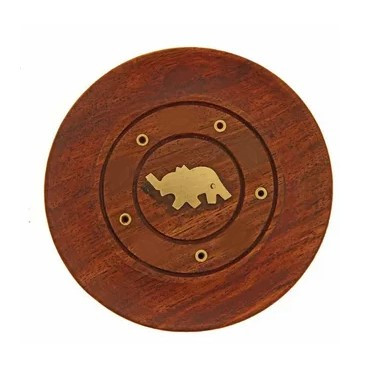 Подставка для благовоний Слон дерево Шишам 10 см круг