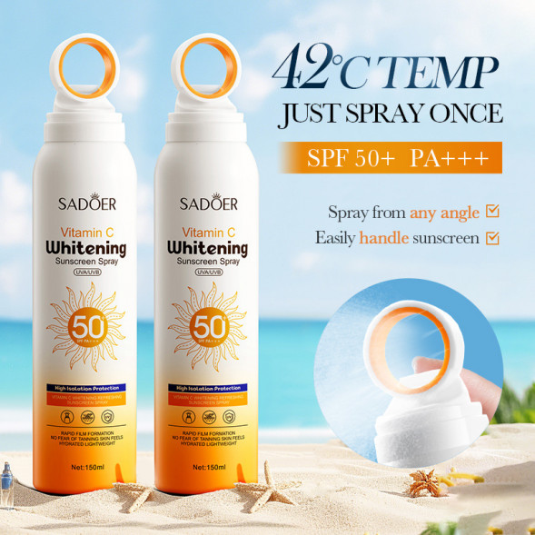 Солнцезащитный отбеливающий спрей от ультрафиолета SPF PA 50+++ (Sadoer Vitamin C Whitening Sunscreen Spray UVA/UVB) 150 мл