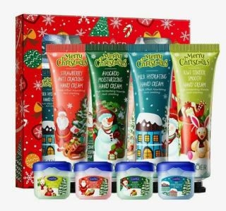 Бальзам для губ косметический и крем для рук набор подарочный (Sadoer Lip Balm and Hand cream Set) 8 шт в 1