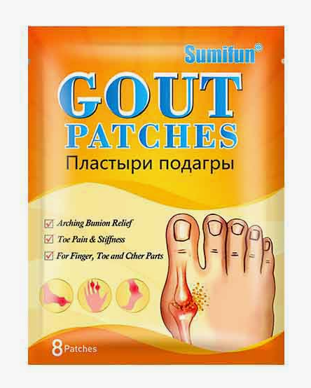 Пластырь травяной от подагры, артрита и боли в суставах (Gout patches Sumifun) 8 шт