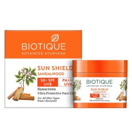 Крем солнцезащитный для лица Био Сандал SPF 50+ Биотик (Sun Shield Bio Sandalwood SPF 50+ UVB Biotique) 50 мл