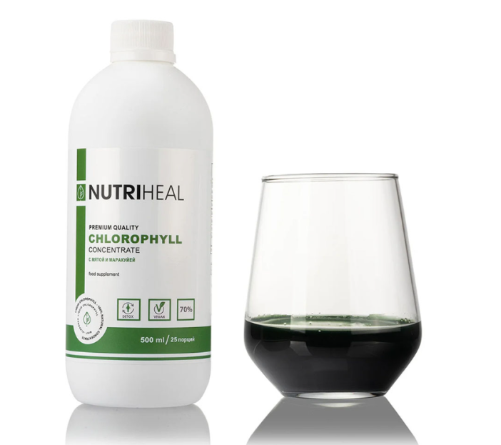 Хлорофилл органический с мятой, маракуей и витамином С (Chlorophyll Nutriheal) 500 мл