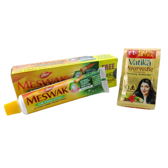Зубная паста Месвак Дабур (Meswak Pure miswak extract Toothpaste free shampoo sachets 6.5ml Dabur) 100 г