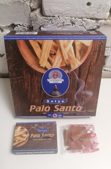 Благовония конусы стелющийся дым премиум Пало Санто Сатья (Backflow Dhoop Cones Palo Santo Satya) 10 конусов