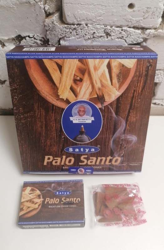 Благовония конусы стелющийся дым премиум Пало Санто Сатья (Backflow Dhoop Cones Palo Santo Satya) 10 конусов