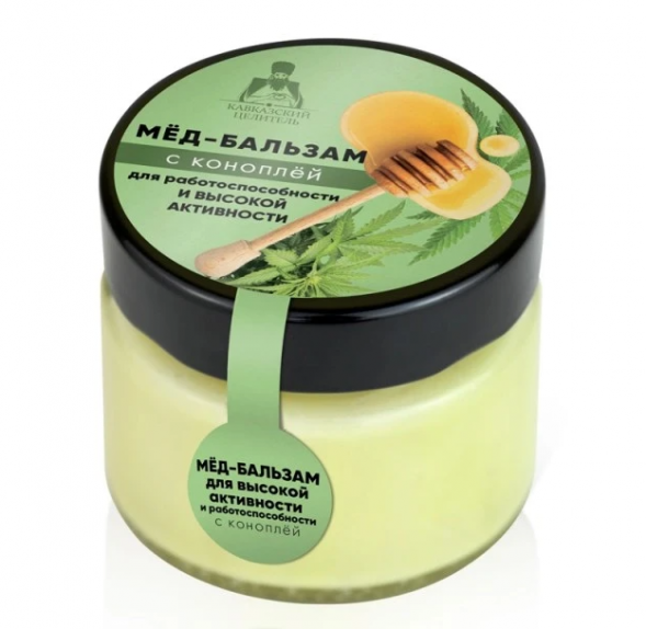 Мёд-бальзам с коноплёй для высокой активности (Кавказский целитель) 110 г