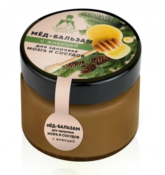 Мёд-бальзам с живицей для здоровья сосудов мозга (Кавказский целитель) 110 г
