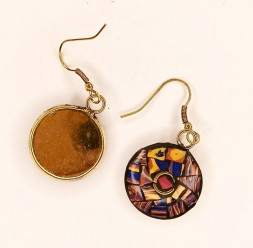Серьги круглые, мозаика микс, металл 2 х 2 см   