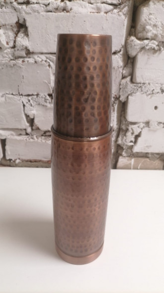 Медная бутылка со стаканом для воды (Copper water Bottle Antique Krishna) 1000 мл